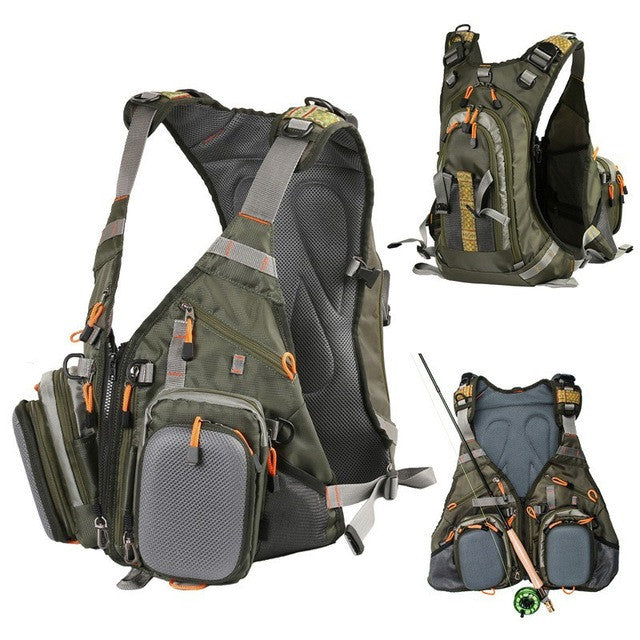 multi function fishing backpack vest professional Portable Telescopic fly fishing rod reel fishing line combo Set fishing gear