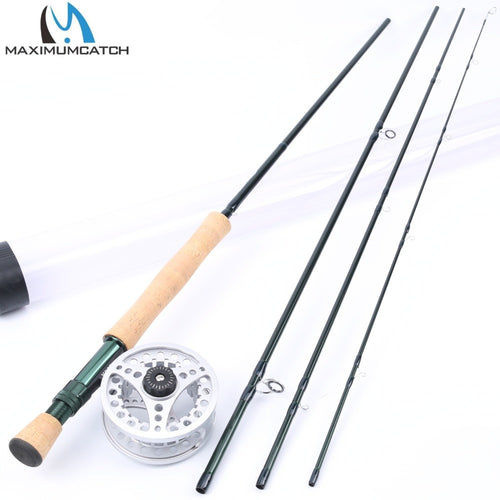 Maximumcatch 8WT Fly Rod Combo 9FT 4Pieces Medium-fast Carbon Fly Fishing Rod with 7/8WT Aluminum Large Arbor Fishing Reel