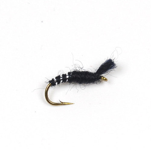 10pcs #14 Black Buzzer Fly Silver Rib Trout Fishing Nymph Lures