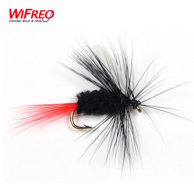 10PCS WIFREO Free Box Black White Wings Trout Fishing May Fly Dry Fly Buggs Fishing Lure Size 10