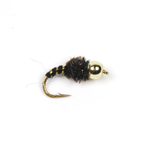 10pcs #14 Bead Head Nymph Trout Fly Peacock Hackle Black