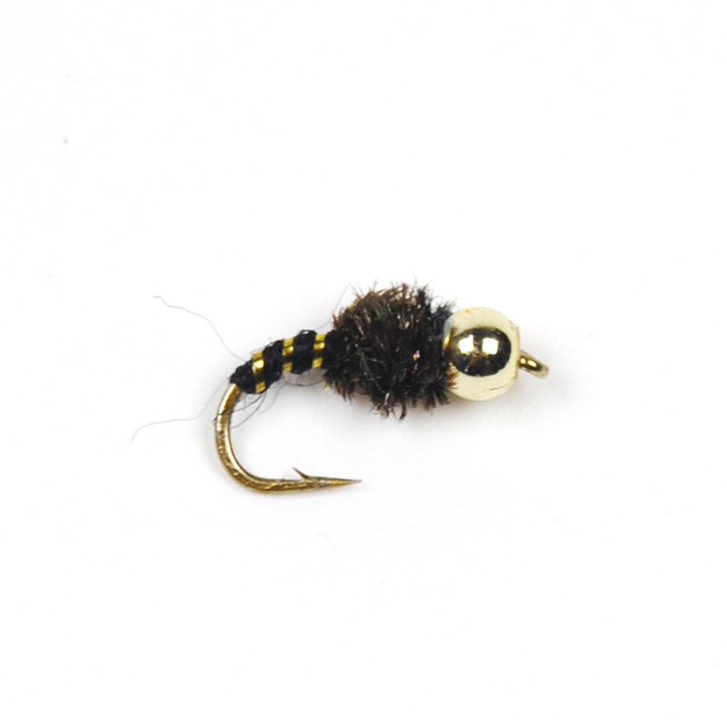 10pcs #14 Bead Head Nymph Trout Fly Peacock Hackle Black