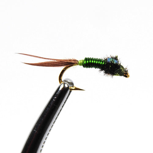 10pcs Copper John Nymph Stone Fly Fishing Trout Bait #14 Green