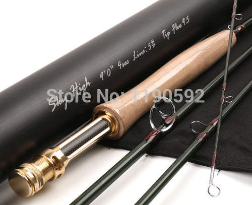 Free shipping!! HVC5/6  Skyhigh 9054  large arbor machine cut fly reel and IM12 carbon 9ft 5wt  fly rod fly fishing combo