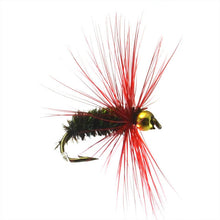 10PCS WIFREO 10# Red Hackle Golden Bead Head Peacock Nymph Flies Trout Fishing Flies