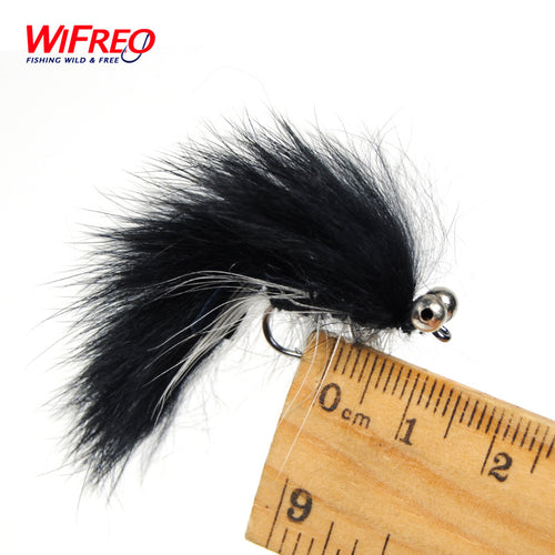 [10 PCS] #6 White Belly Black Zonker Streamer Fly Baitfish Imitator Trout Fishing Flies