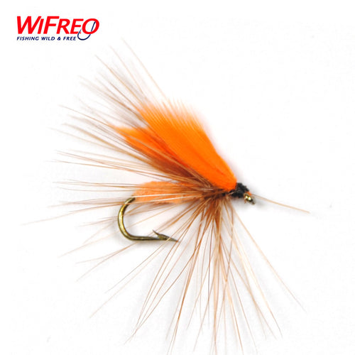 10PCS Wifreo 12# Orange Blue Quil Fly Trout Fishing May Flies