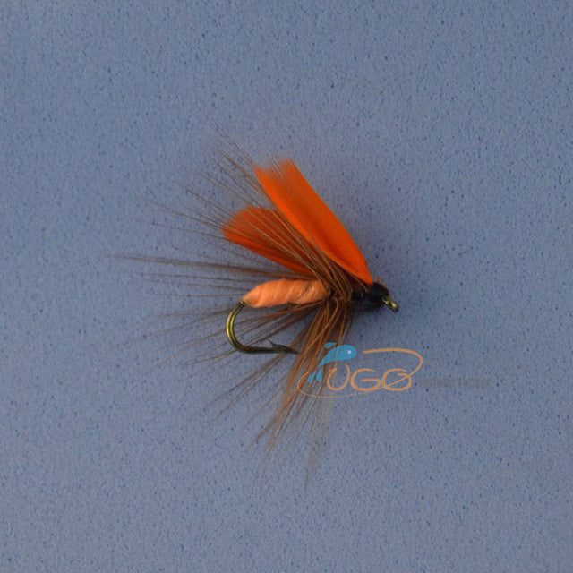 10PCS Wifreo 12# Orange Blue Quil Fly Trout Fishing May Flies