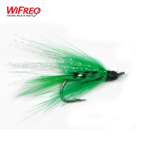 10PCS Wifreo 7# Green Flasher Holographic Streamer Fly Trout Fishing
