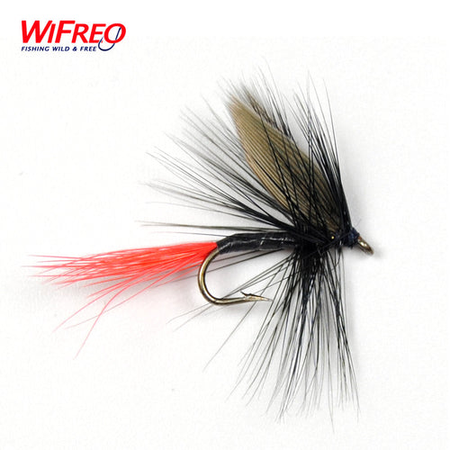 10PCS WIFREO 10# Red Tail Black Fly Wet Trout Fishing Flies Free Box Package