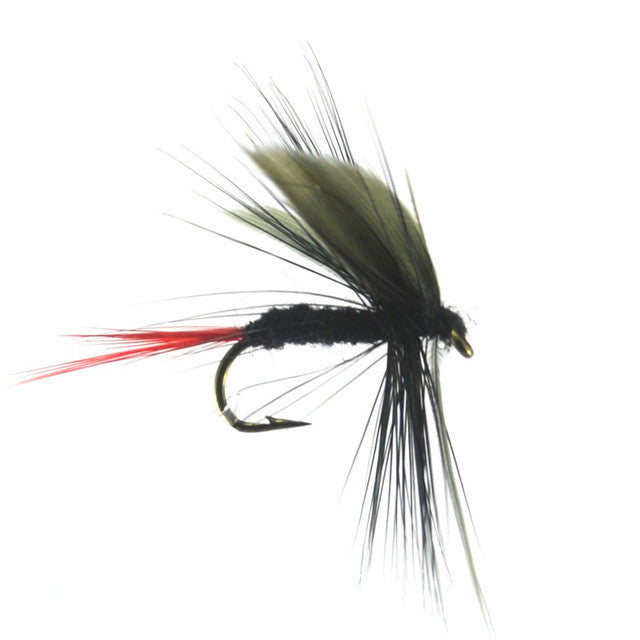 10PCS WIFREO 10# Red Tail Black Fly Wet Trout Fishing Flies Free Box Package
