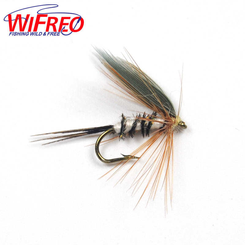 10PCS 12# Wifreo Peacock Herl Rib Dark Wings May Fly Trout Fishing Flies
