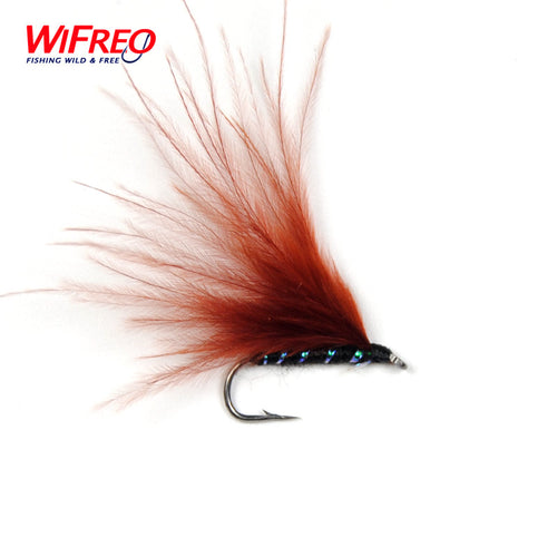 10PCS Wifreo 8# Rusty Red Marabou Fly Fish Trout Fishing Bugs