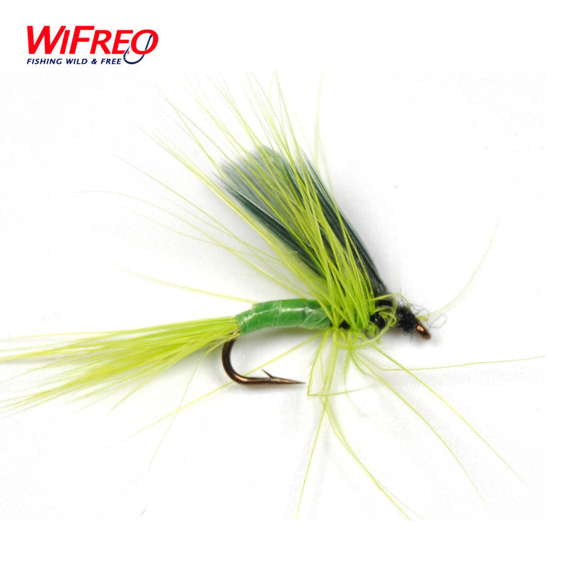 10PCS Wifreo Size 16 Green Mayfly Dry Fly for Fly Fishing Trout Bream Pan Fish Free Box Package