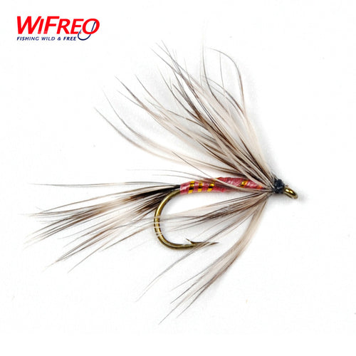 [10 PCS]  Zebra Fly Mosquito Fly Grey Red for Trout Fishing Wifreo Size 10 or 12 with Free Box