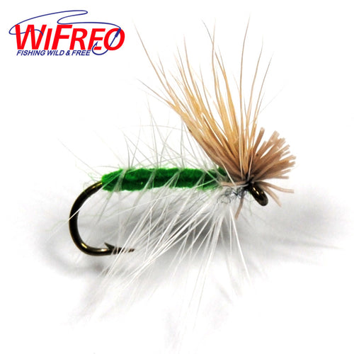 10PCS 10# Wifreo Green Body Caddis Fly for Trout Fishing