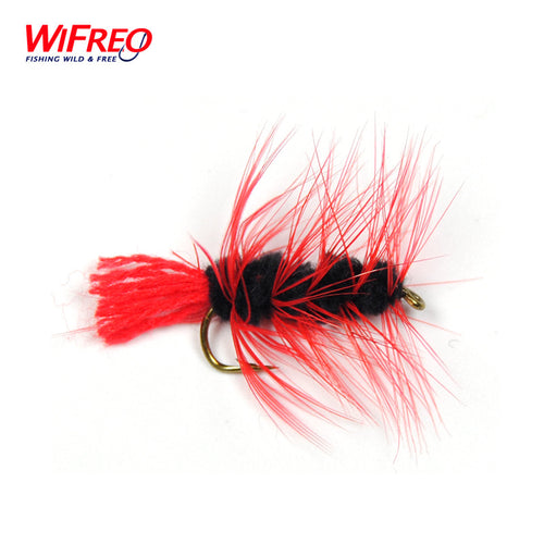 10PCS Free Box Red Woolly Worm For Bass Trout Pike Fly Fishing Flies Wifreo