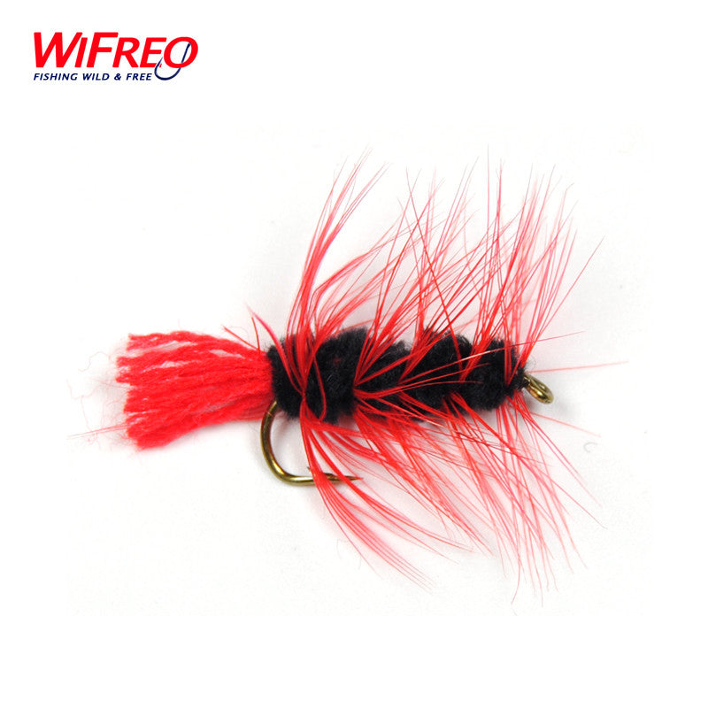 10PCS Free Box Red Woolly Worm For Bass Trout Pike Fly Fishing Flies Wifreo