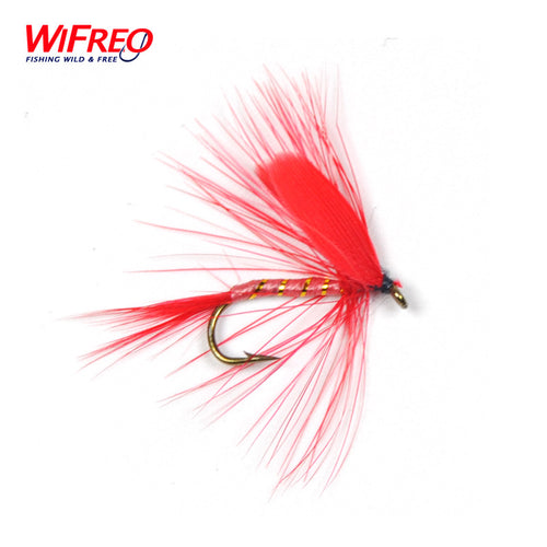 10PCS WIFREO Red Scarlet Ibis May Fly for Trout Fishing Dry Flies Size #12 May Fly Free Box