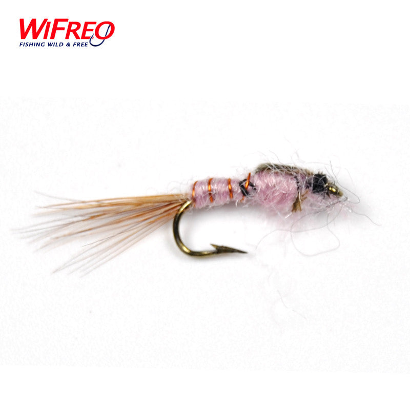 10PCS Wifreo Brass String Brown Nymph for Trout and Panfish Fly Fishing Mayfly Midge Size #12