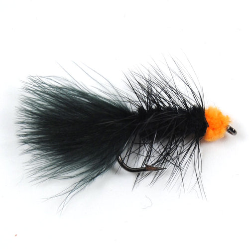 10PCS 6# Wifreo Black Orange Egg Sucking Wooly Streamer Fly Artificial Trout Fly Fishing Baits